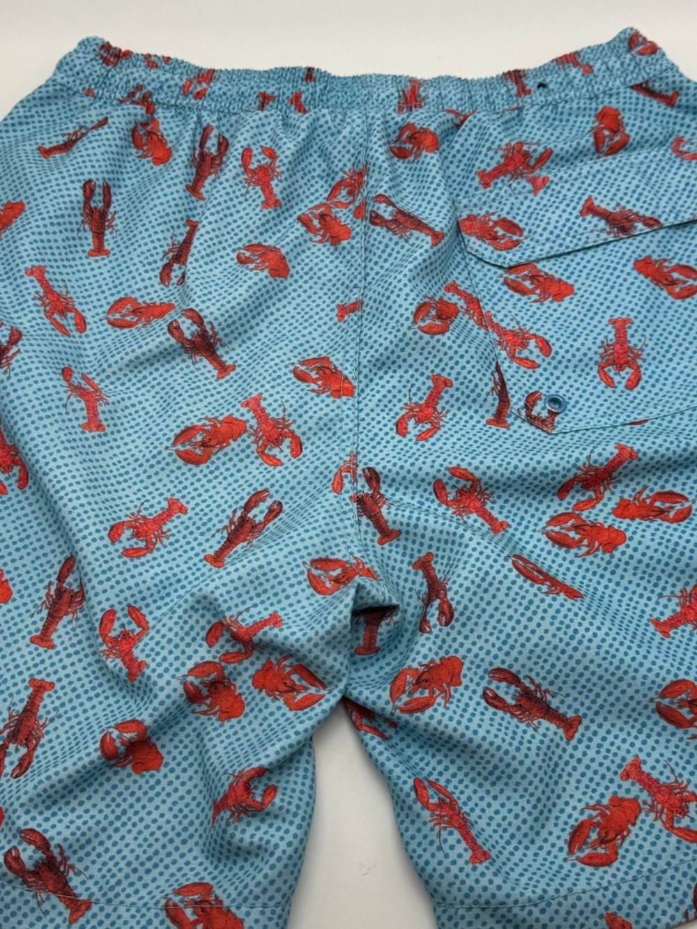 MICROS Men’s Blue Lobster Print Swim Trunks Size Medium Nautical Beachwear EUC